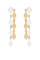 Mosaic Long Earrings, 18k Mixed Gold & Diamonds